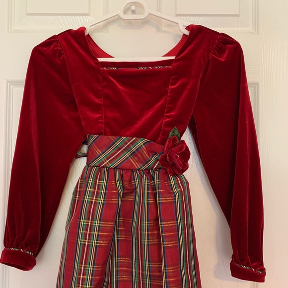 Christmas tartan pattern red dress with velvet top - Picture 13 of 13